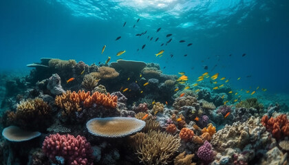 Fototapeta na wymiar the ocean a vibrant reef thrives scene generated by AI