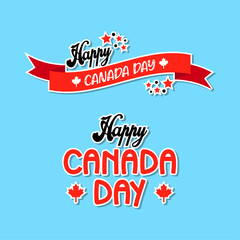 Happy Canada Day hand-draw sticker illustration