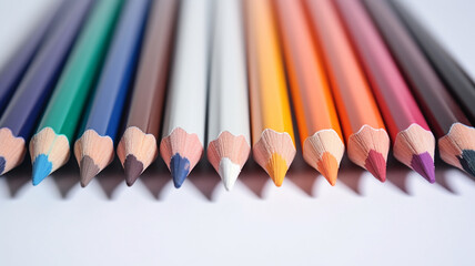 Fototapeta premium Color pencils in white background with generative ai