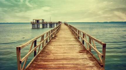 Wooden pier on the sea. 