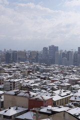 top view of Snow cityscape in istanbul 