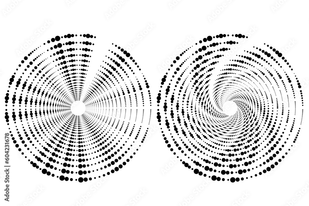 Poster halftone logo set. circular dotted logo isolated on the white background. garment fabric design.half