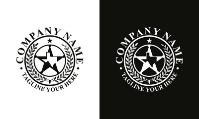 Texas State Logo Template, coat of arms, labels. Single Star Country. typography, Texas USA vintage design.