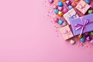 Gift boxes and confetti