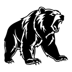 Obraz na płótnie Canvas ferocious Bear, Angry Bear Face Side, Bear mascot logo, Bear Black and White Animal Symbol Design.