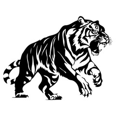 ferocious tiger, Angry tiger Face Side, tiger mascot logo, tiger Black and White Animal Symbol Design.