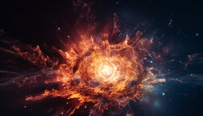 Obraz premium Galactic inferno a fiery creation of physics and astronomy generated by AI