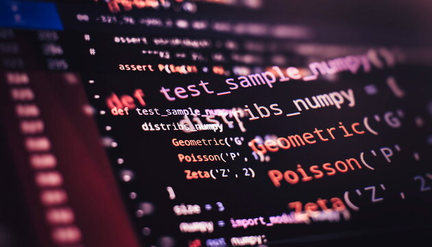 Python code computer screen. Mobile application design Concept.