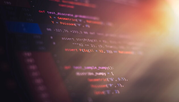Python code computer screen. Mobile application design Concept.