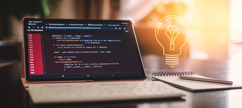 Programmer working on computer code, developer of software applications and IT