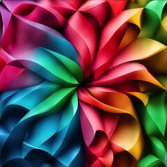 a colorful background with many different shapes and colors of spiral folded paper