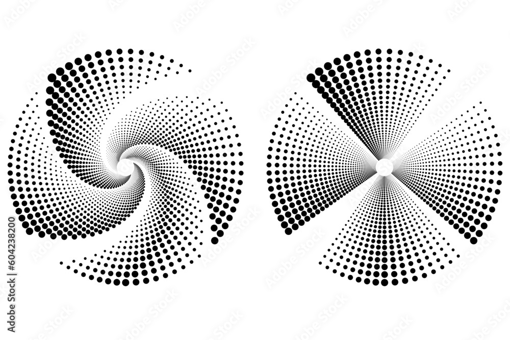 Poster halftone logo set. circular dotted logo isolated on the white background. garment fabric design.half