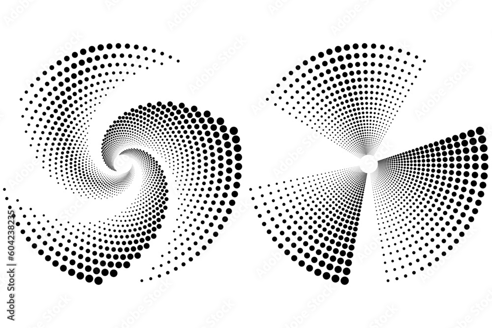 Poster halftone logo set. circular dotted logo isolated on the white background. garment fabric design.half