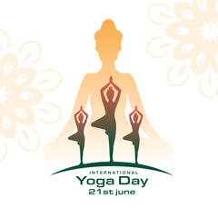 21st june international yoga day background with exercise posture