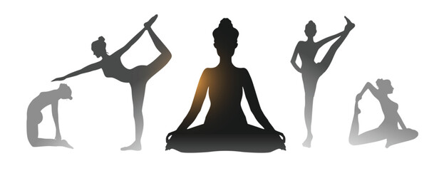 artistic yoga day posture banner for a healthy lifestyle