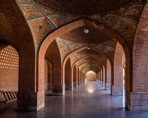 Arcade at Blue Mosque or Masjed-e Kabud in Persian, Goy Masjed in Azeri in Tabriz, East Azerbaijan Province, Iran.