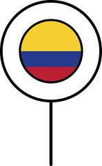Naklejka premium Colombia flag circle pin icon.