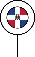 Dominican Republic flag circle pin icon.