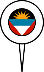 Antigua and Barbuda flag pin location icon.