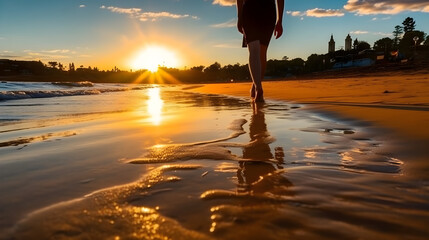Golden Sands: Serenity and Tranquility of a Summer Beach Walk