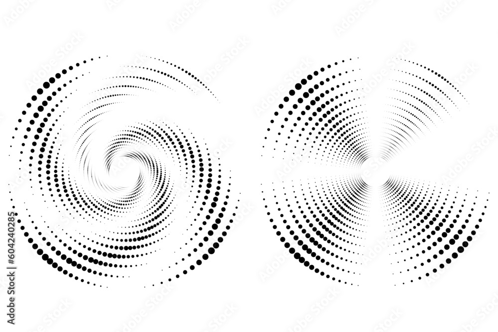 Poster halftone logo set. circular dotted logo isolated on the white background. garment fabric design.half