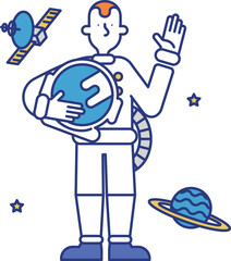 宇宙飛行士の職業に就く男性のイラスト