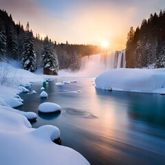 winter sunset in the forest