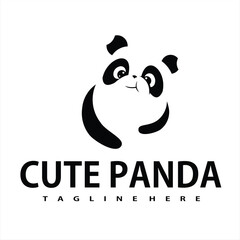 cute panda animal logo with logo vector illustration