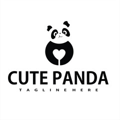 cute panda animal logo with logo vector illustration