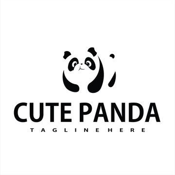 cute panda animal logo with logo vector illustration