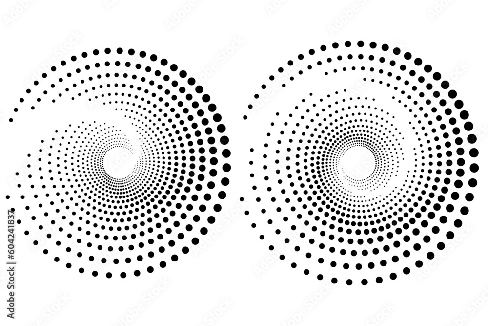 Poster halftone logo set. circular dotted logo isolated on the white background. garment fabric design.half
