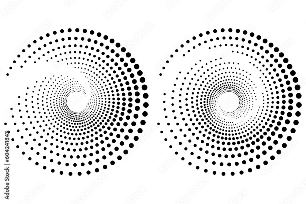 Poster halftone logo set. circular dotted logo isolated on the white background. garment fabric design.half