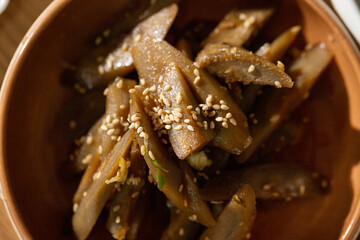 Burdock stewed in soy sauce