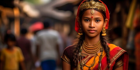 Obraz premium Girl embracing their cultural heritage and feeling a sense of connection to their roots Generative AI