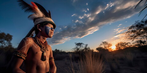Naklejka premium Delving into the mystical traditions of indigenous communities Generative AI