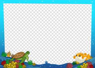 Frame Design of Funny Cartoon Coral Reef