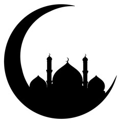 png silhouette of mosque and moon on clear background eid ramadan kandil 