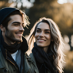portrait of a young couple in park