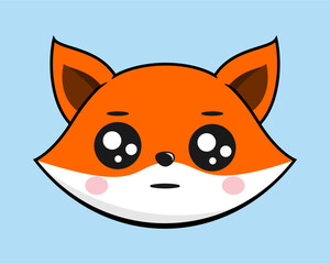 Fox Neutral Face Head Kawaii Sticker