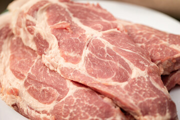 Raw neck on chopping board