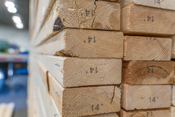 Wood Stacked in Lumberyard from a sawmill