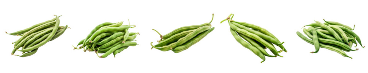 Set of green bean isolated on transparent background	