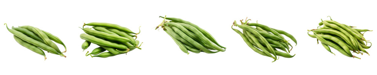 Set of green bean isolated on transparent background	
