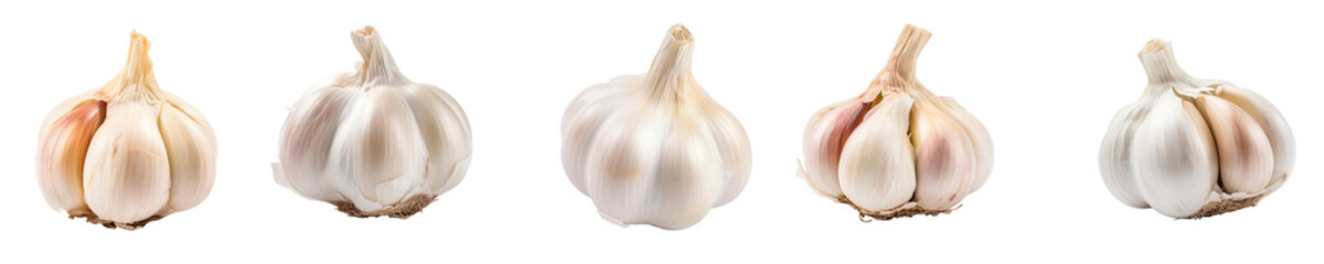 Set of garlic isolated on transparent background	