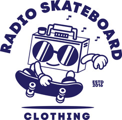 radio skateboard for design clhoting or desain logo flat vector © Siyastudio