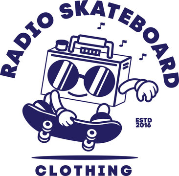 radio skateboard for design clhoting or desain logo flat vector