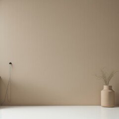 Artistic interior still life. minimal decor concept. Empty beige wall background. Generative Ai