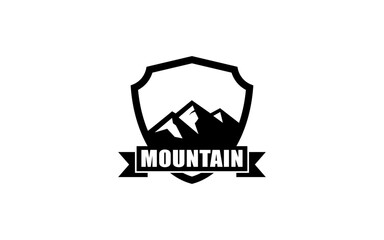 Mountain logo template with emblem style.