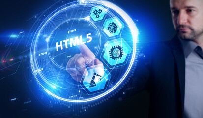 The concept of business, technology, the Internet and the network.  HTML5.