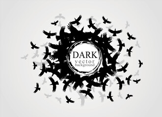 Dark background with crows.
